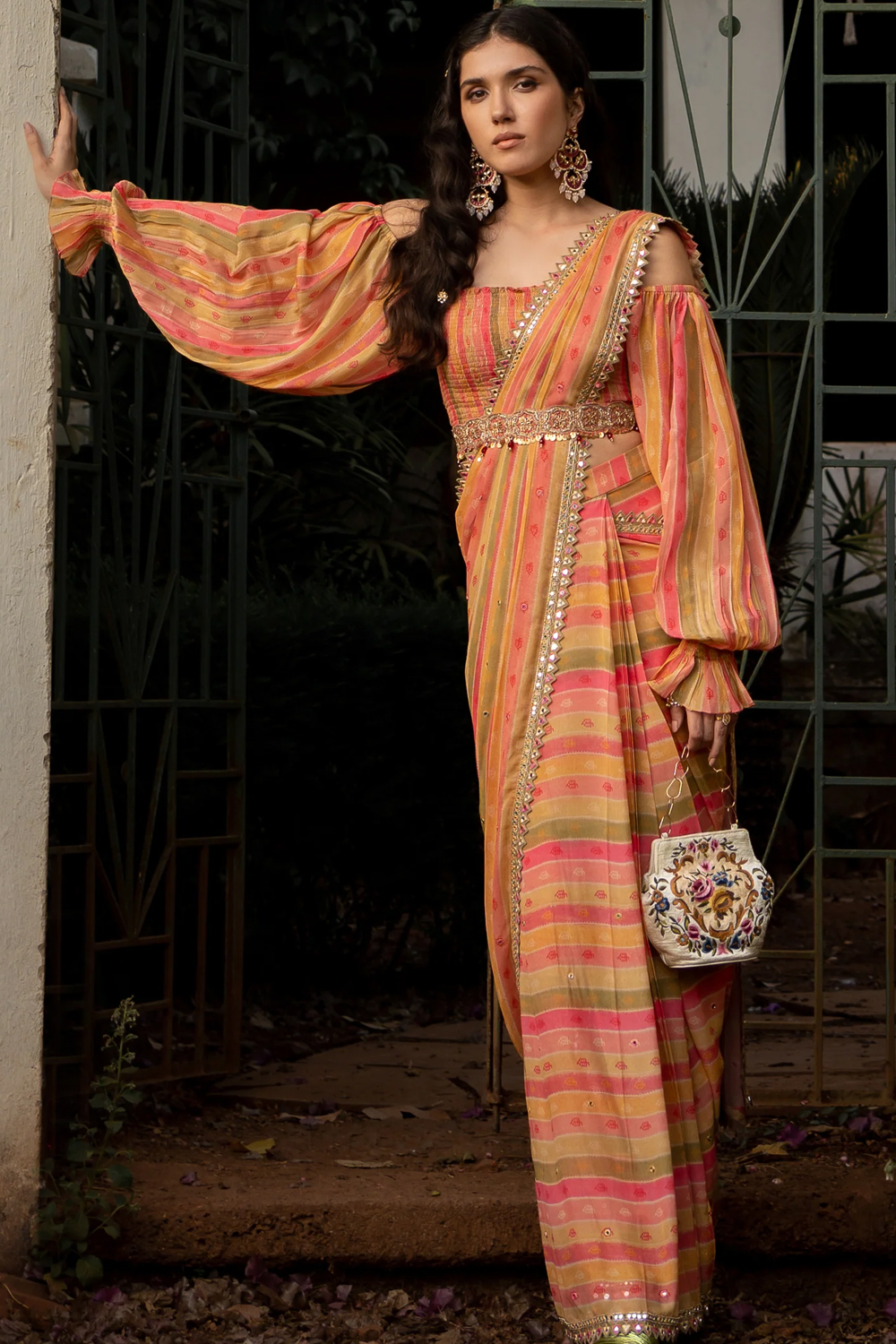 Vintage Stripe Sari Set