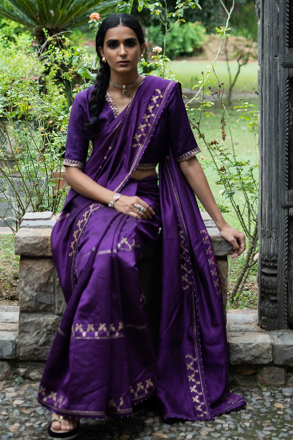 Violet Hand Interval Embroidered Saree