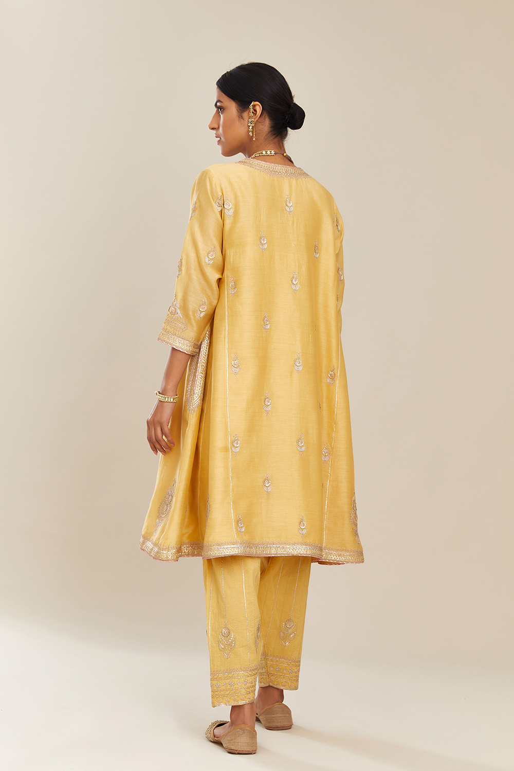 Ahilya Yellow Short Kalidar Kurta Set 
