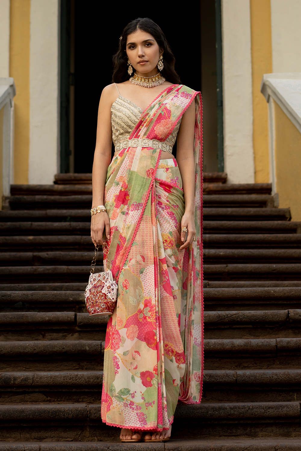 Bloom With Grace Naksha Saree Set