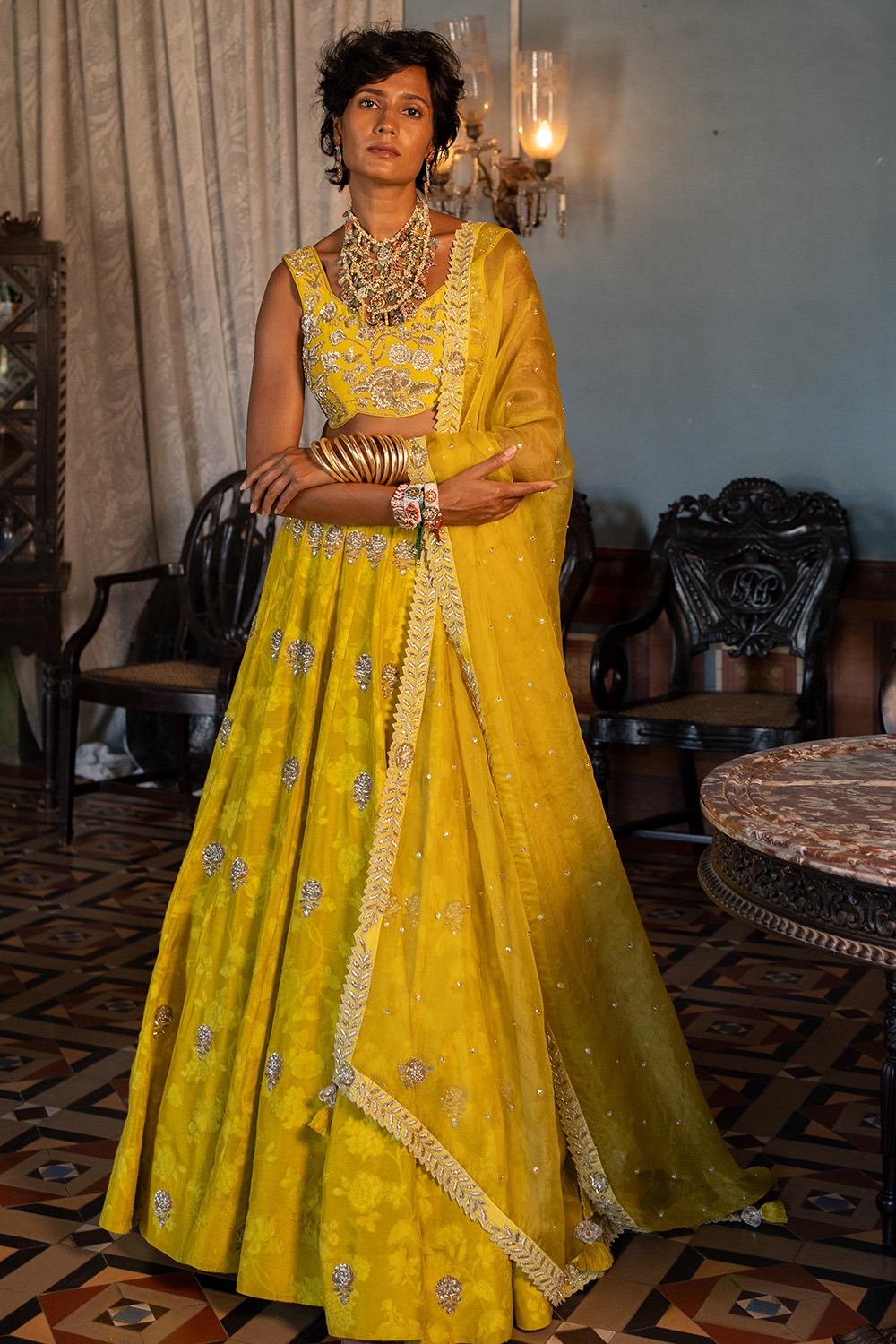 Buy Yellow Lehenga And Blouse Chiniya Silk Printed Floral Bright Set For  Women by Paulmi and Harsh Online at Aza Fashions.