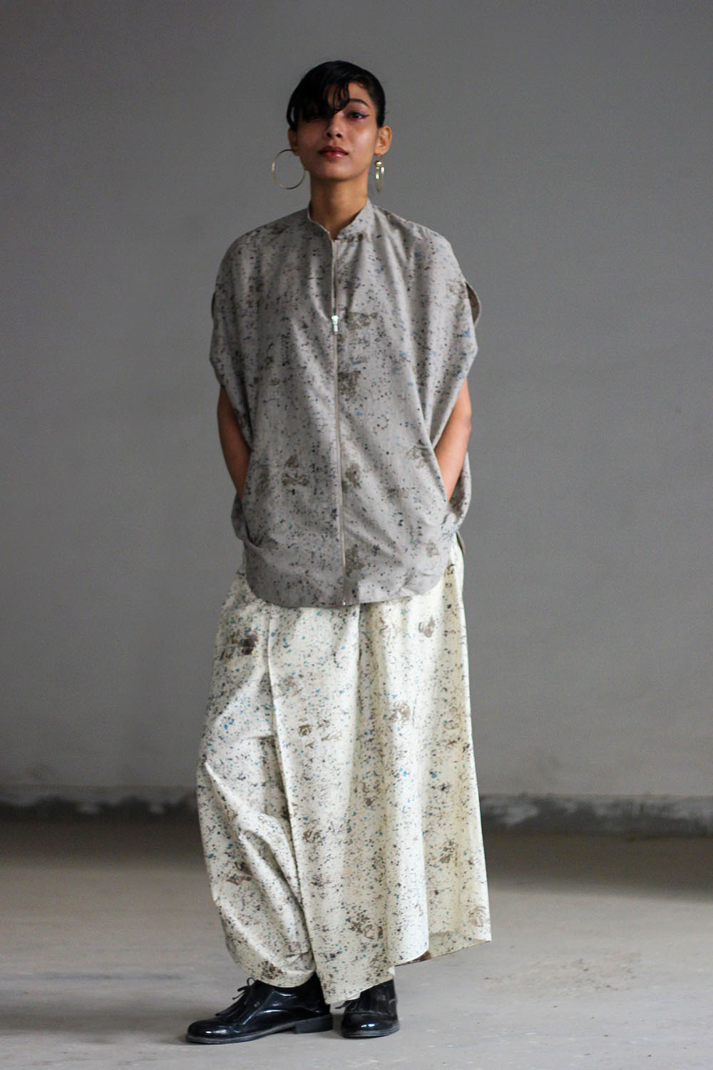 Cotton Silk Deconstructed Top With Wrap Trouser
