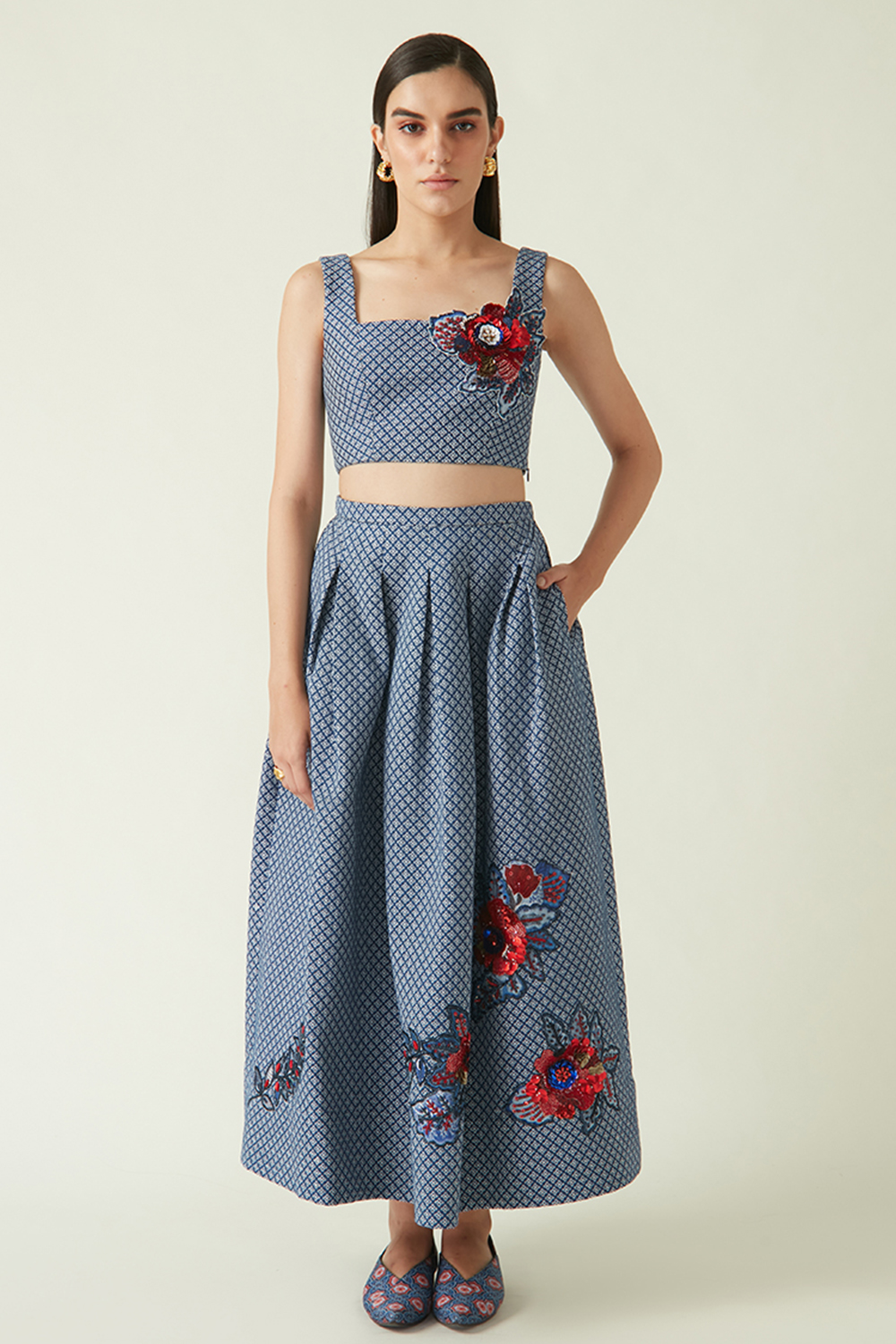 Papau Quilted Embroidered Skirt