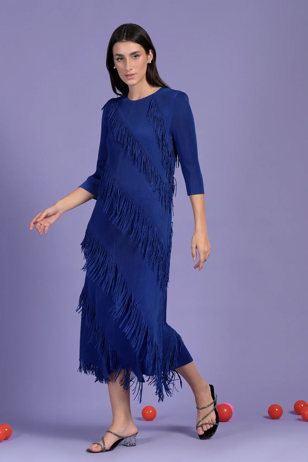 Frollic Fringe Groovy Dress - Electric Blue