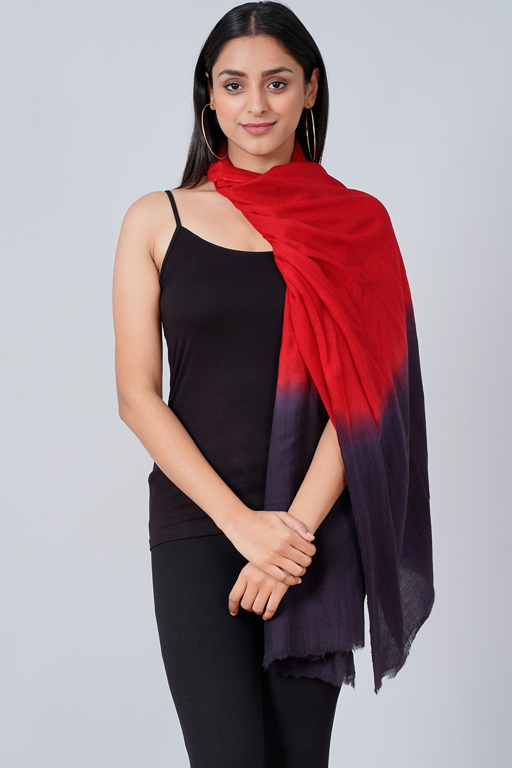 Red And Grey Colour Block Scarf