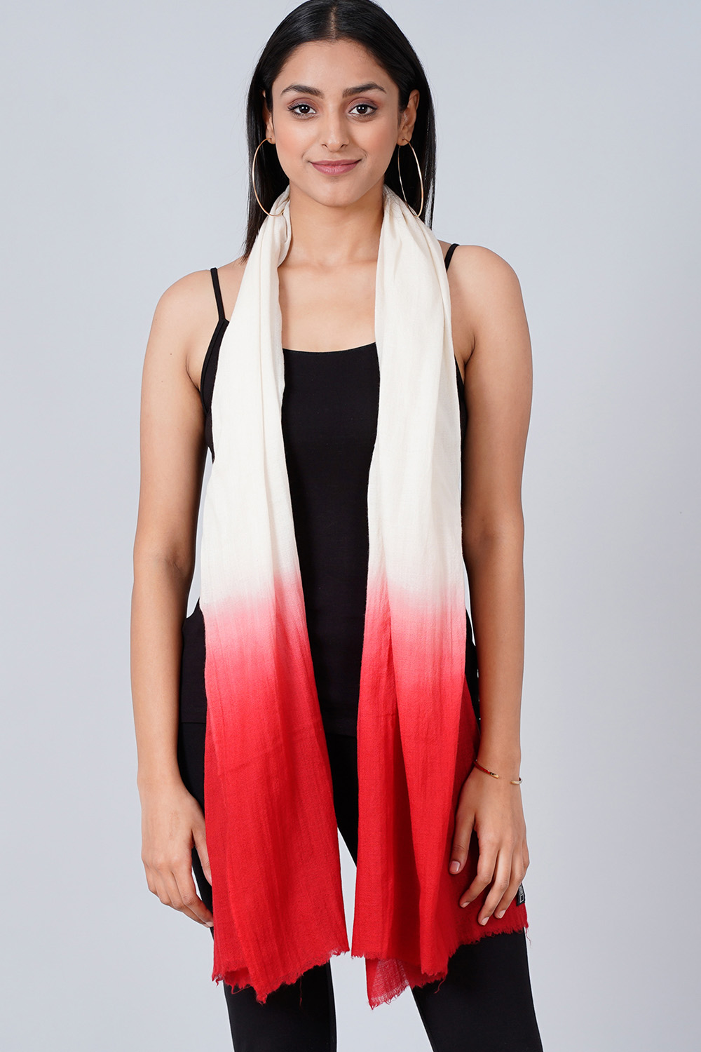 White And Red Colour Block Scarf