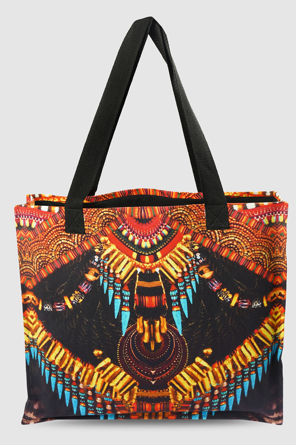 Black And Saffron Tribal Print Tote Bag