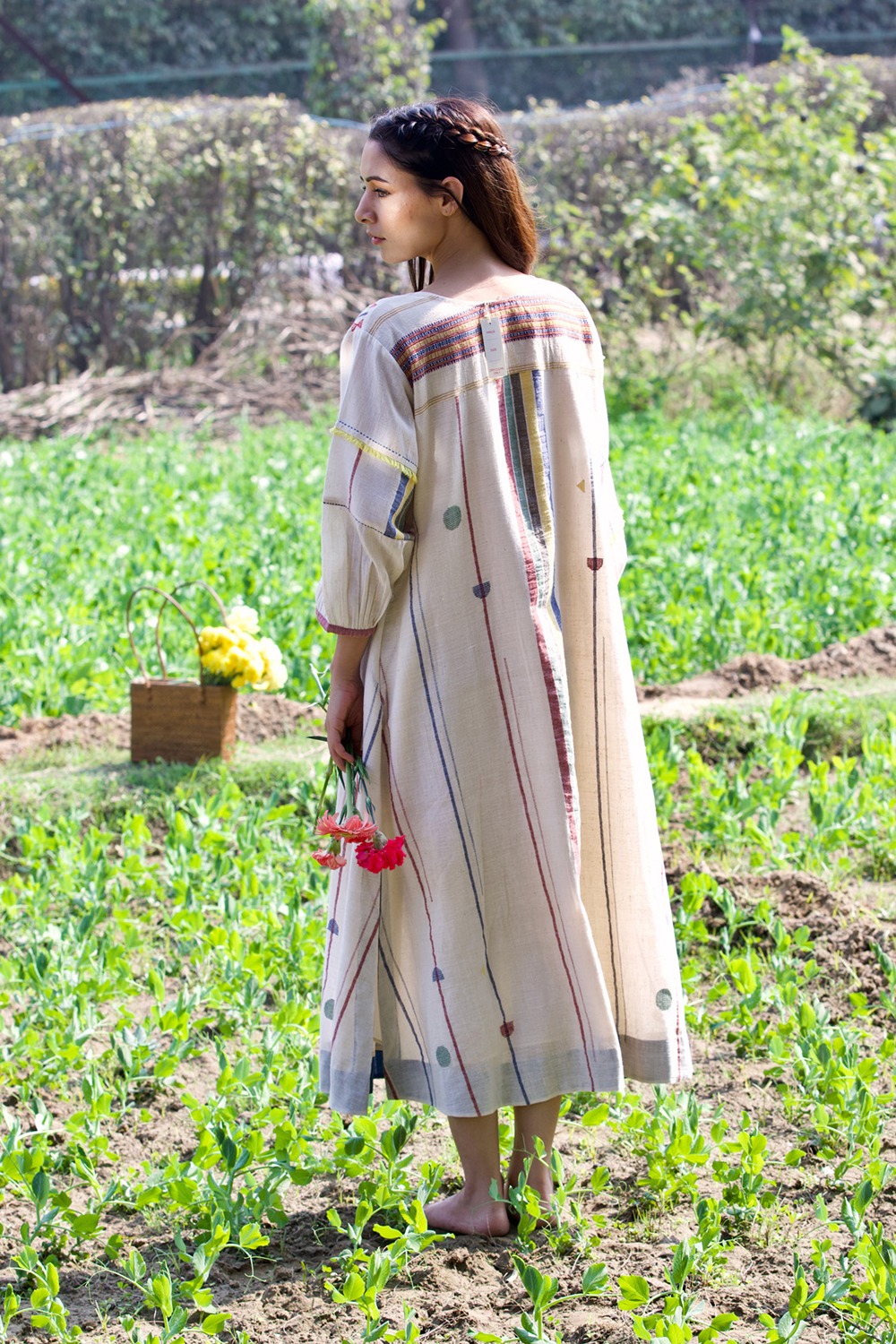 Multi Kala Cotton Mirror Yolk Dress