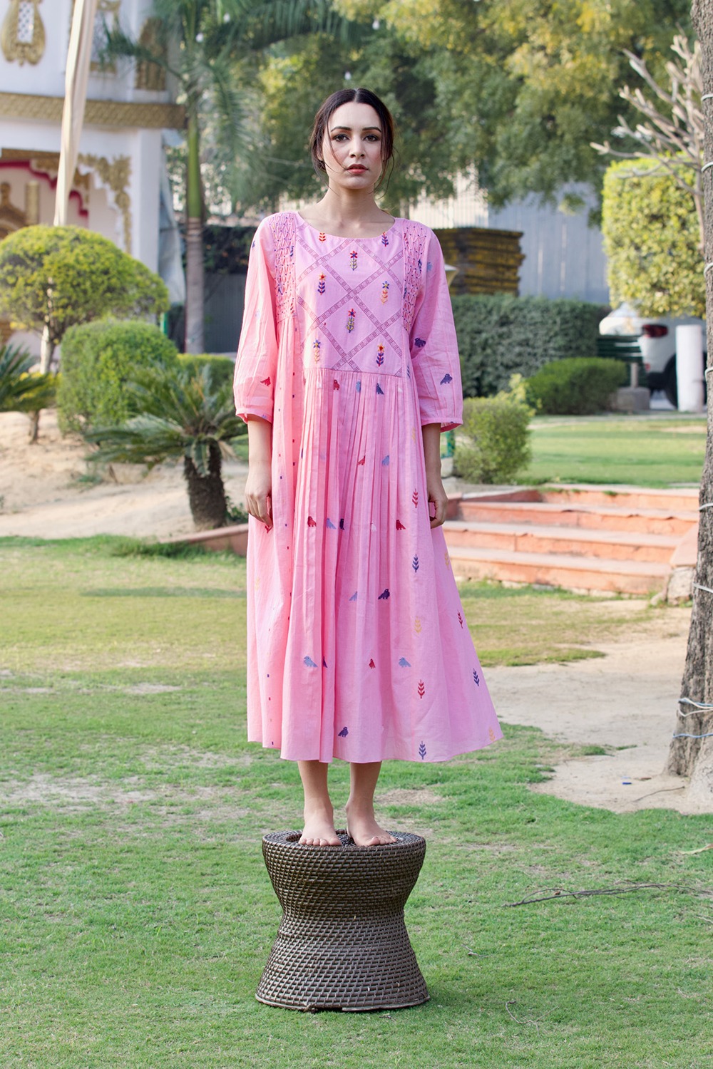 Pink Honey Comb Garden Dress