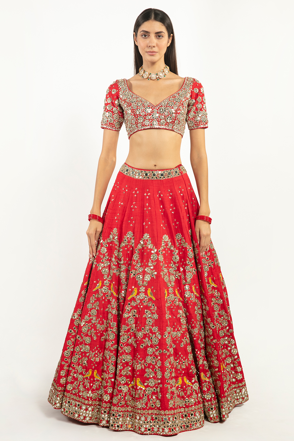 Begum Red Embellished Lehenga Set 