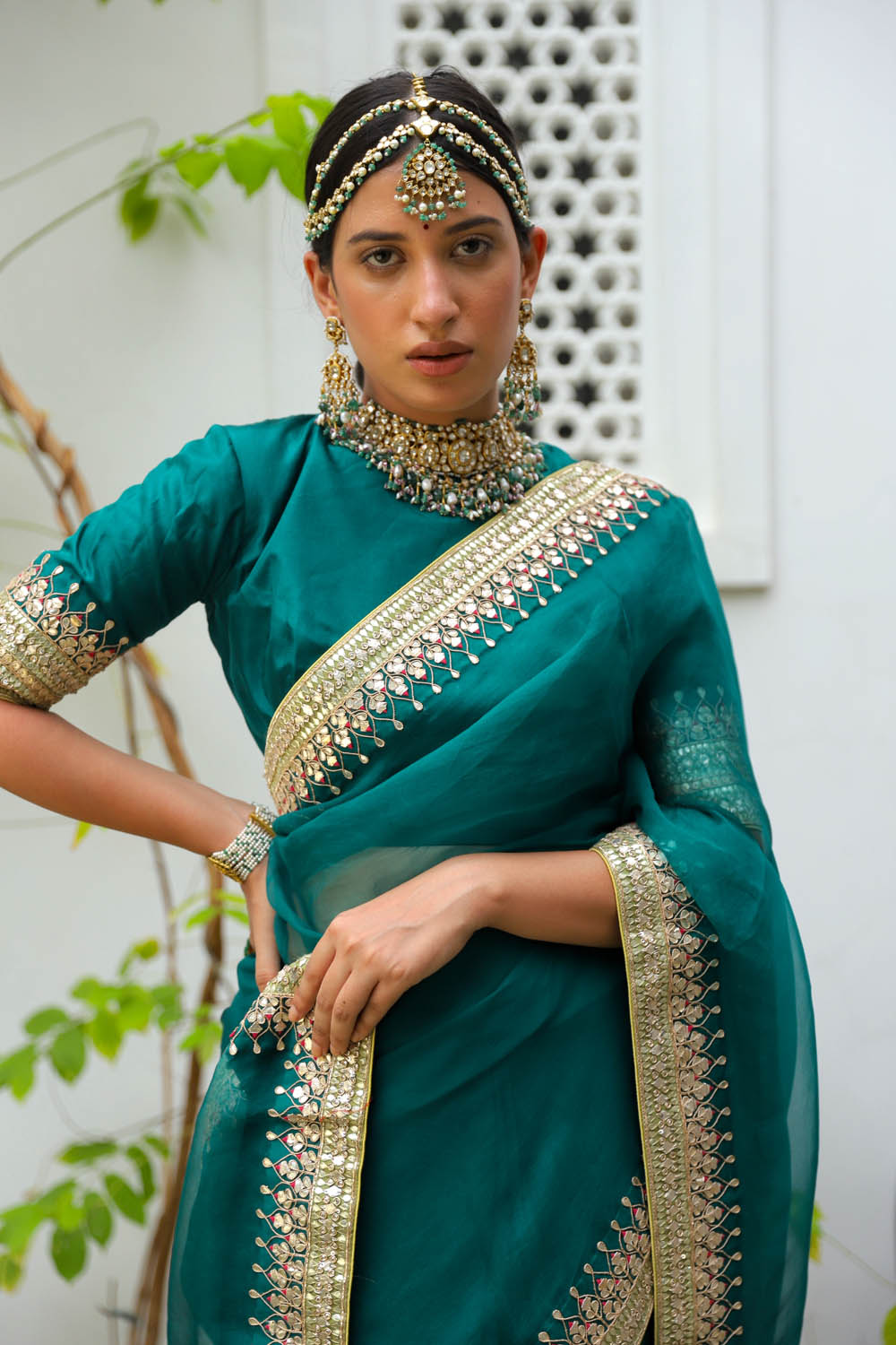 Buy Dark Green Designer Bridal Wear Silk Sari | Bridal Sarees