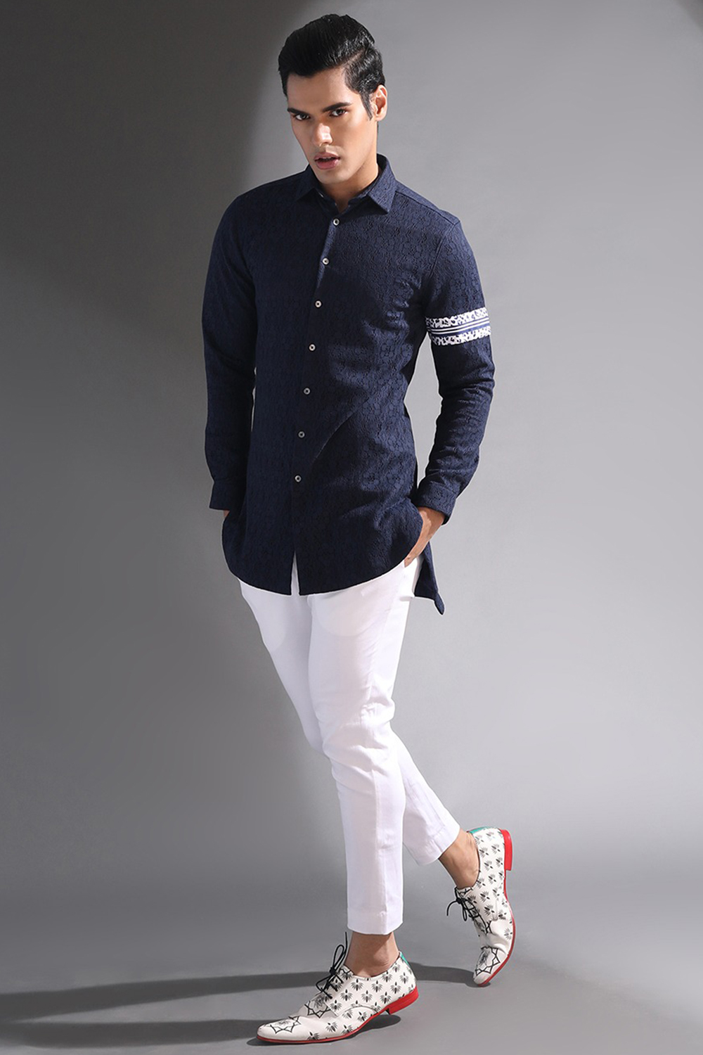 Aakesh Navy Lace Shirt