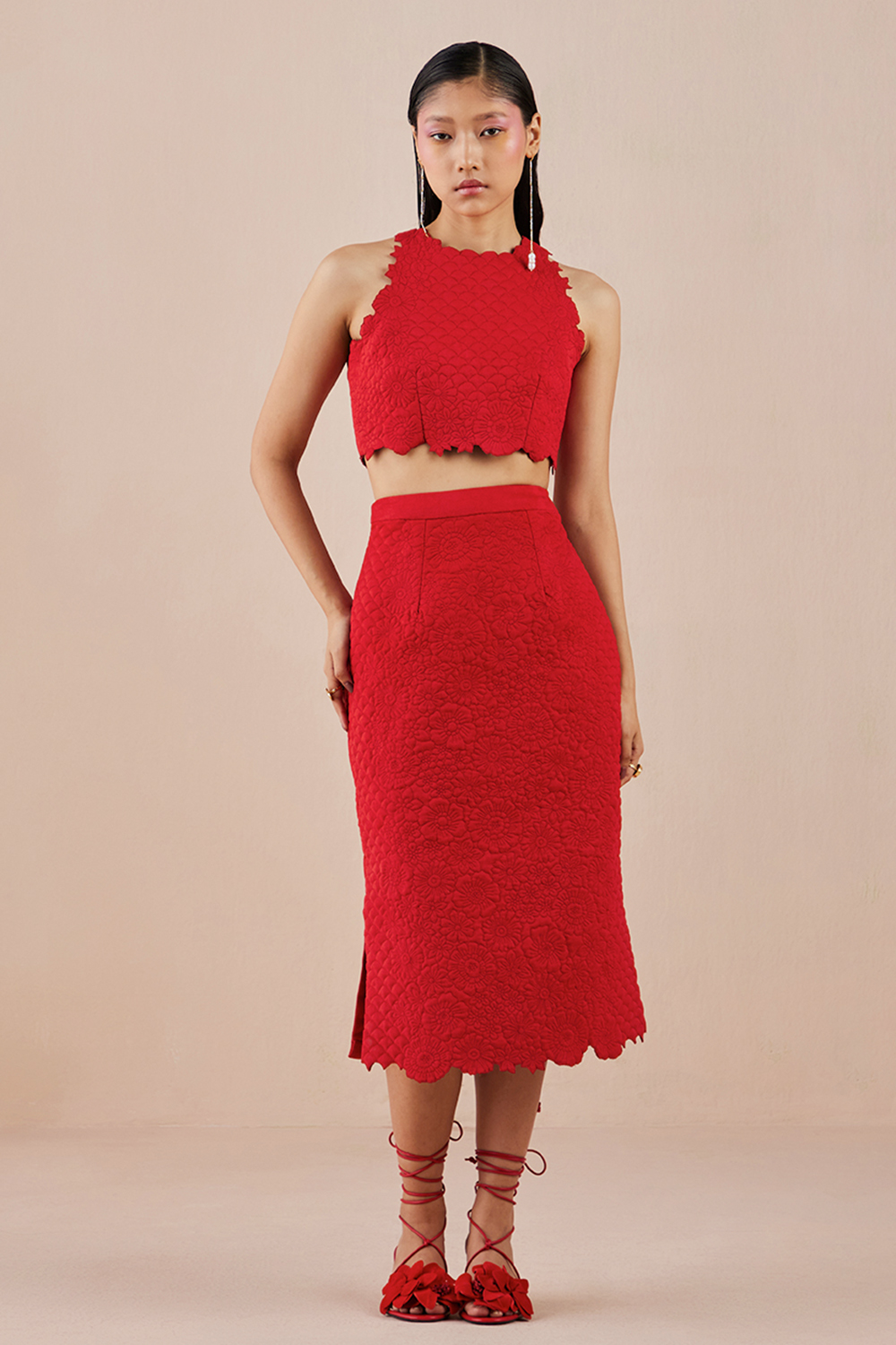 Red Quilted Skirt