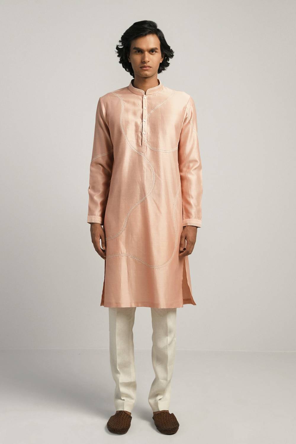 Pink Coil Hand Embroidered Kurta