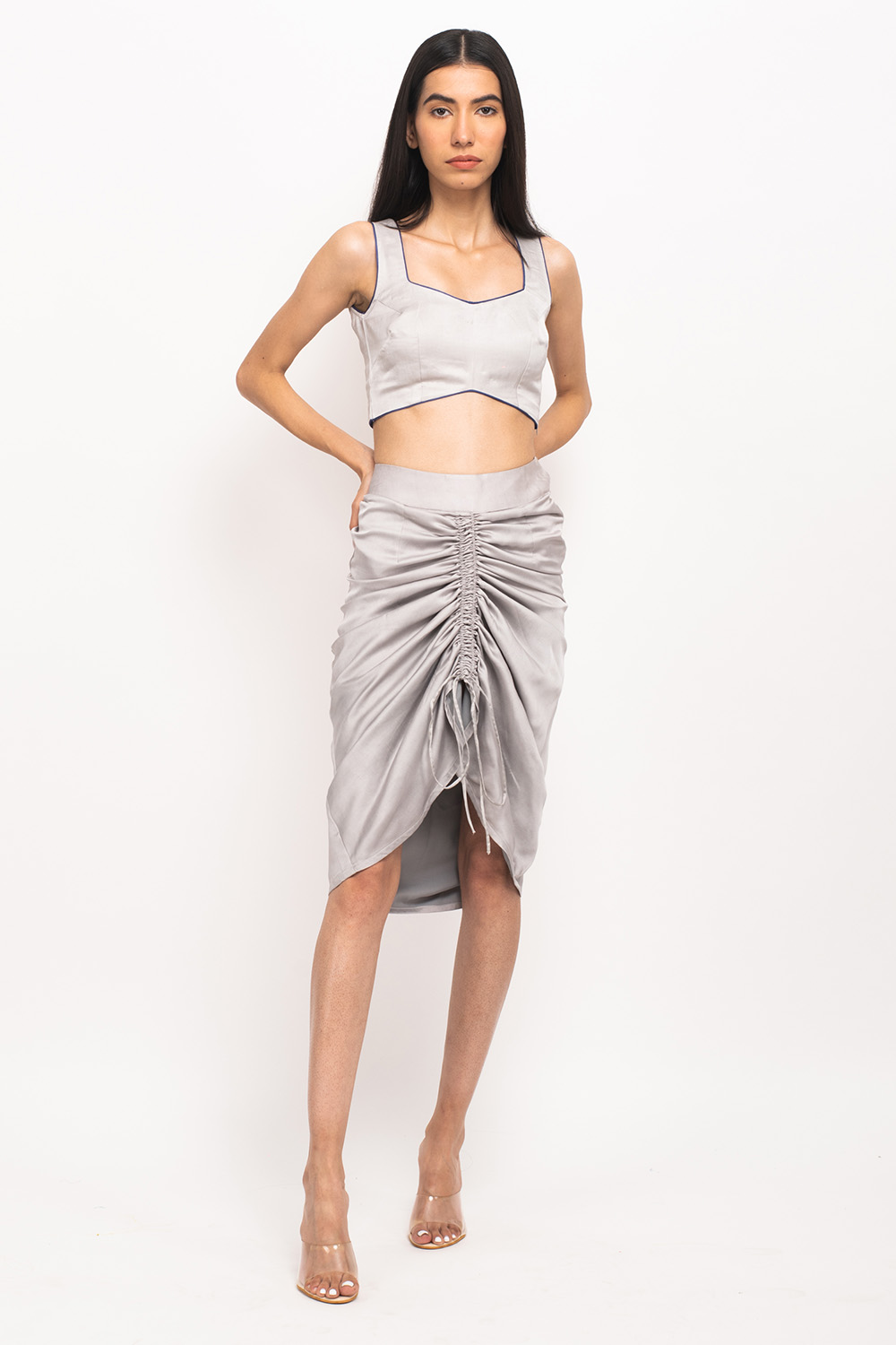 Grey-Blue Bustier Skirt Set