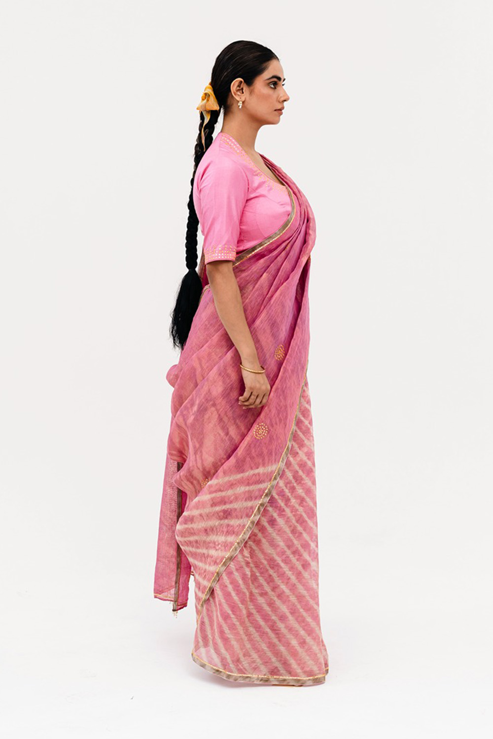 Sukri Leheriya Saree - Pink