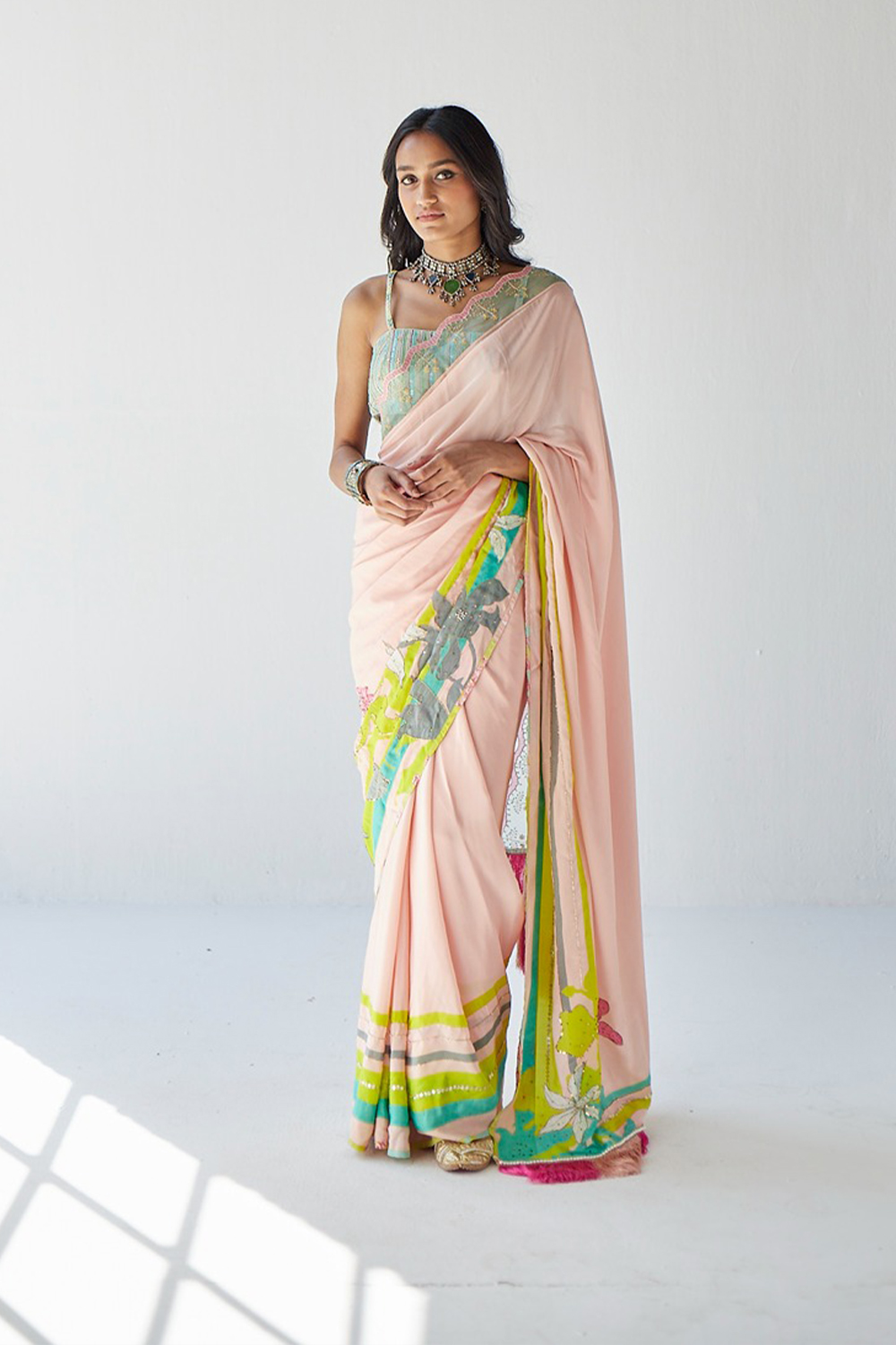 Nude Pink Orchid Saree
