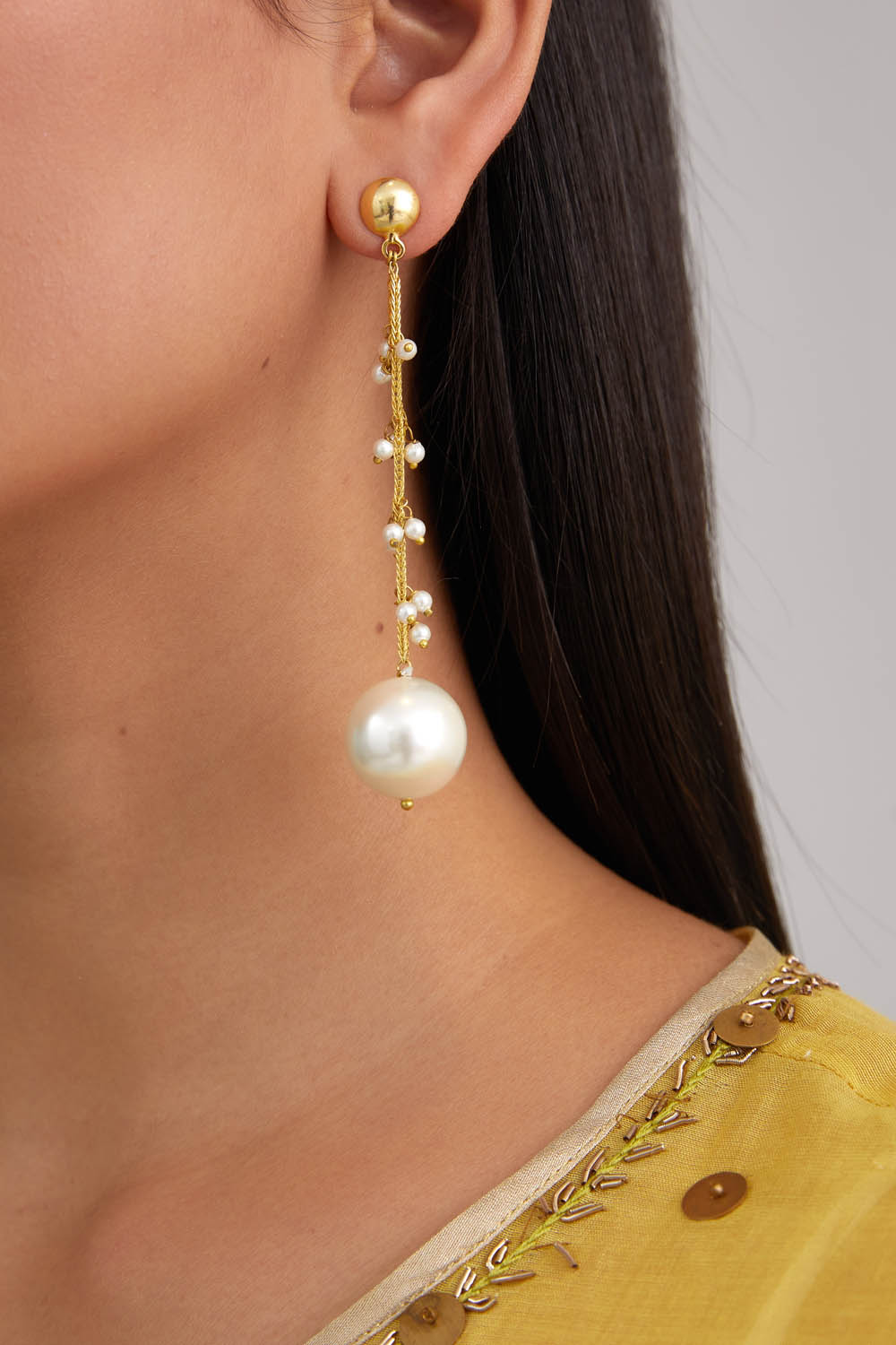 Chain Pearl Earring 