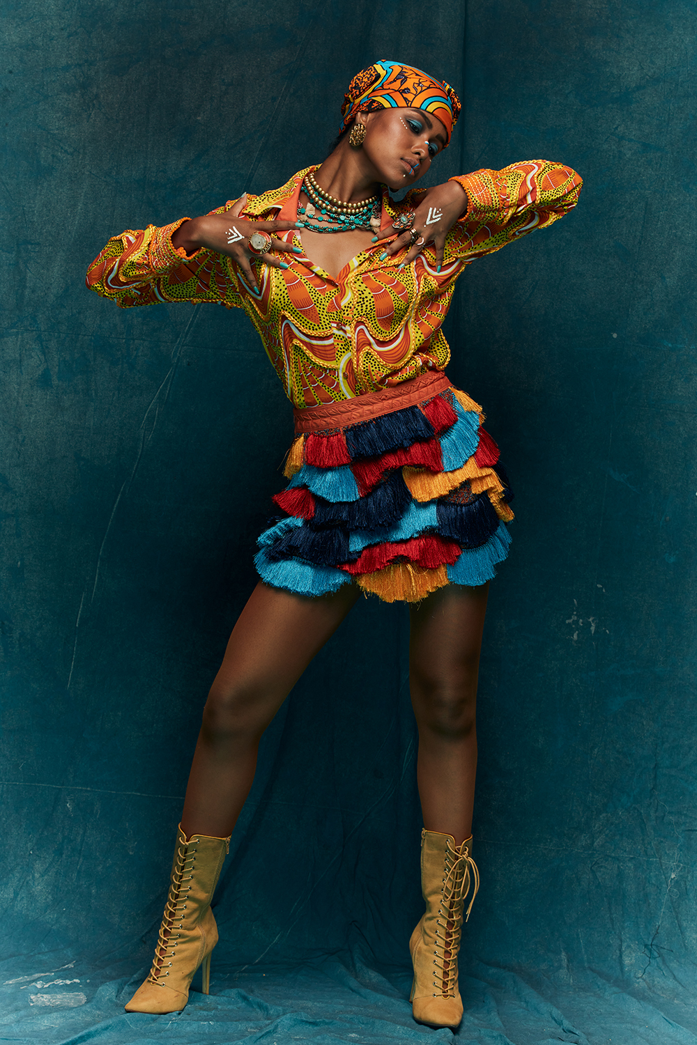 Multicolour Fringe Skirt