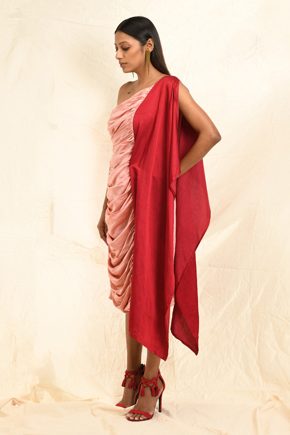 Rouched Colour Block Kaftan Dress