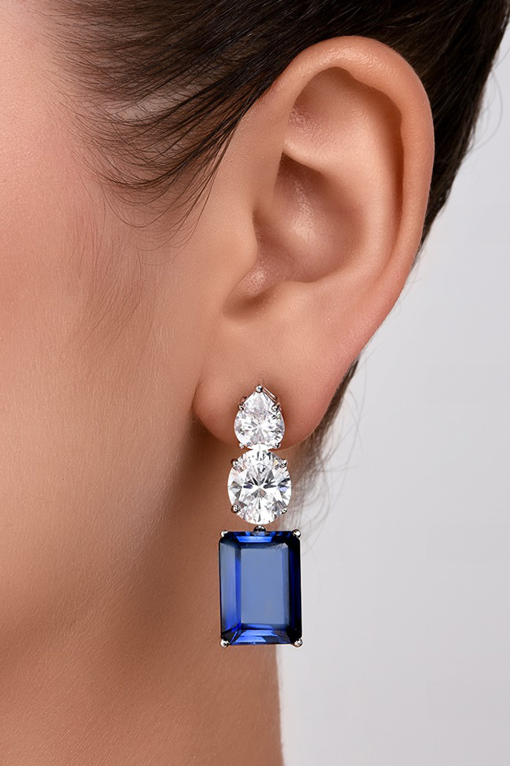 Blue Octagon Earring
