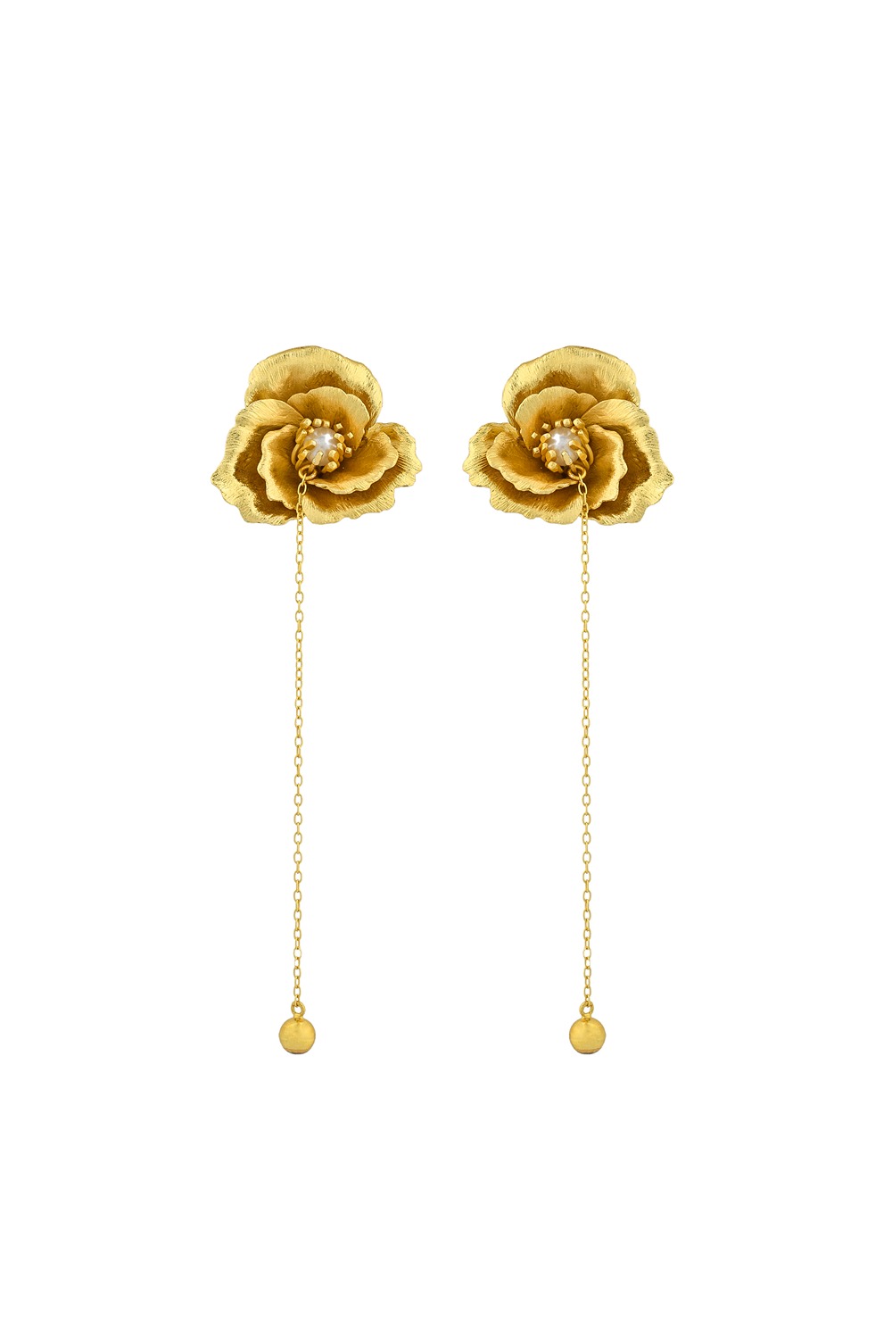 Pearl Rose Chain Earrings