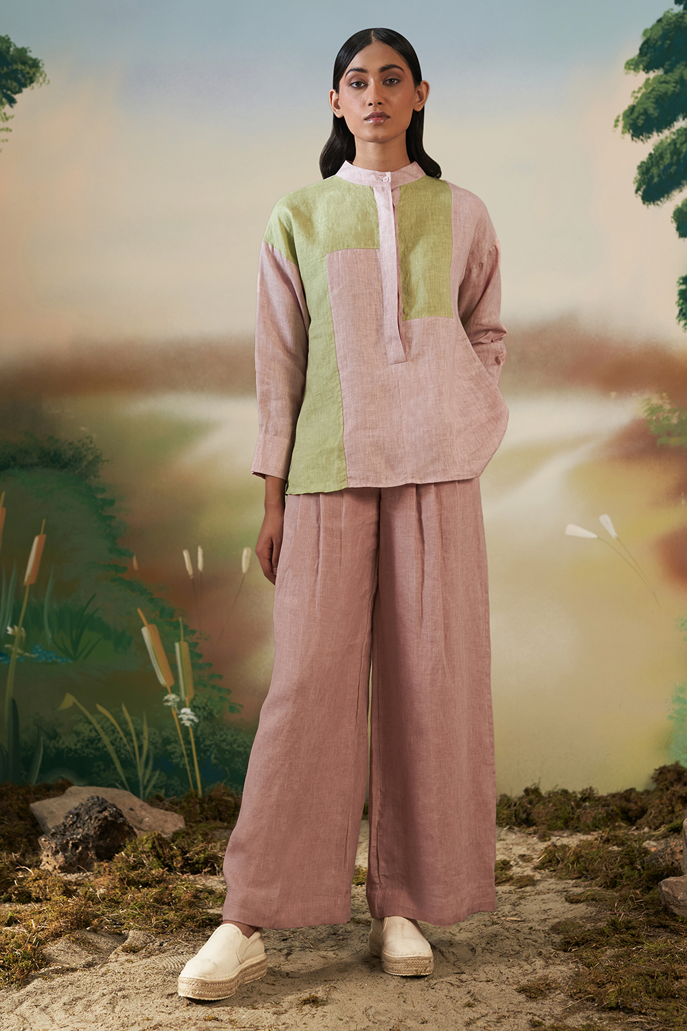 Dusk Pink High Waisted  Trousers 