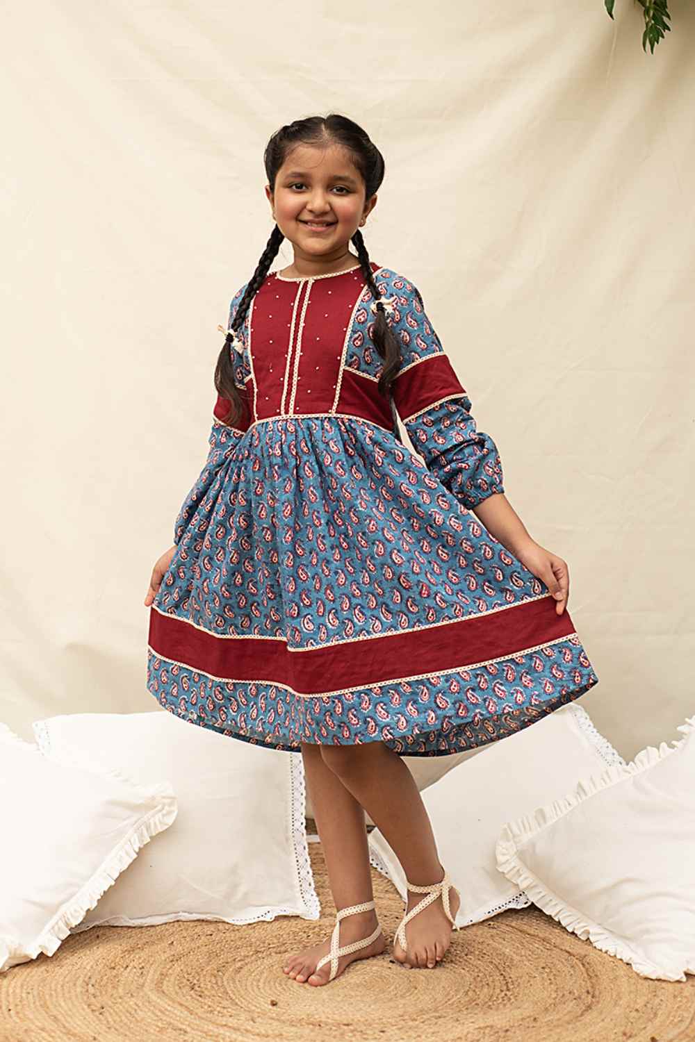 Khwaab Blue Paisely Print Dress