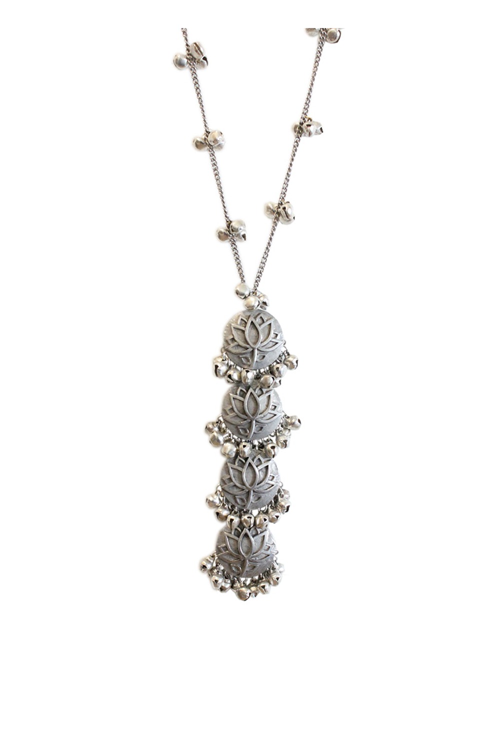 Lotus Silver Long Necklace
