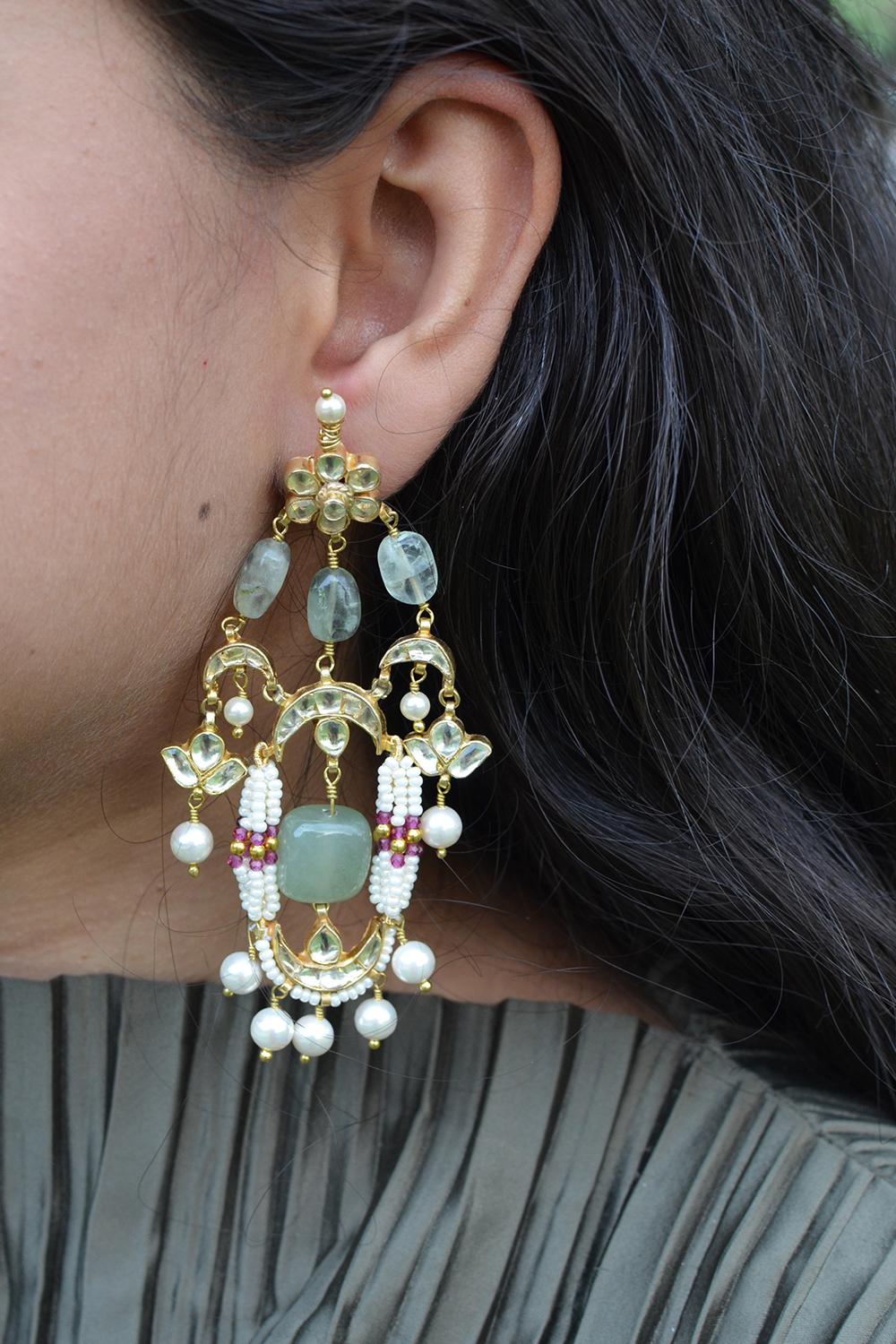 Emerald and Diamond Chandelier Earrings 1328-24 7530 | Grants Jewelry