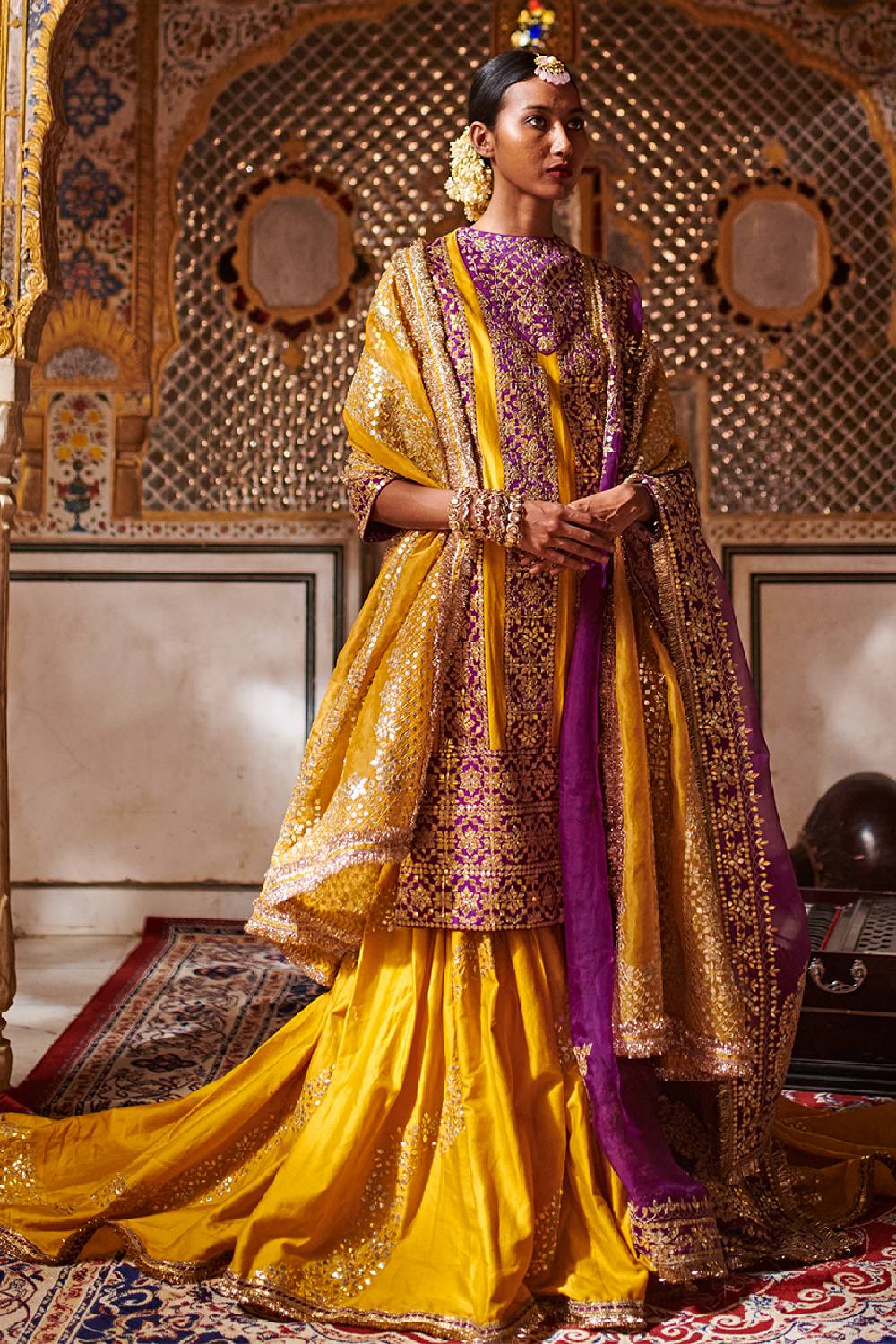 latest-yellow-purple-lehenga-bridal-mehndi-dress | WedAbout