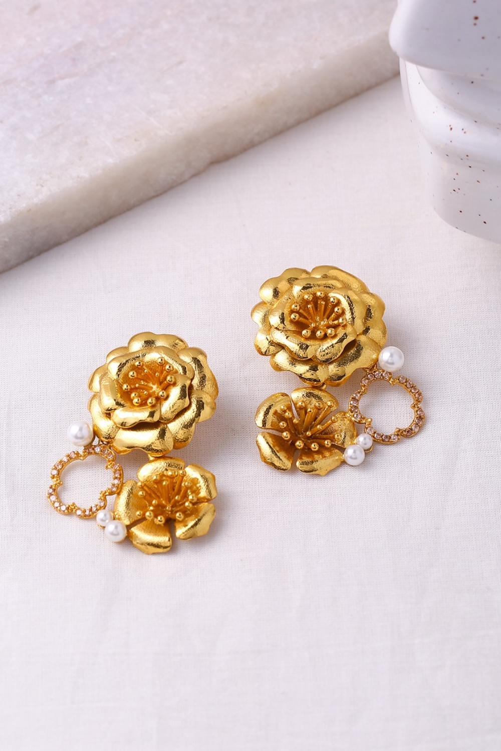 Petunia Earrings - Gold Textured Finish