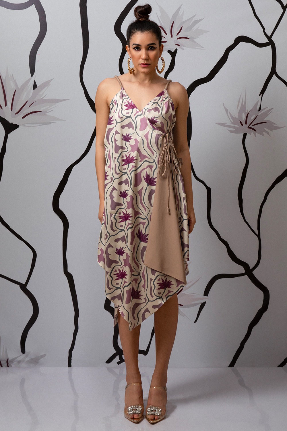 Asymmetric Wrapover Dress With Dori Detail