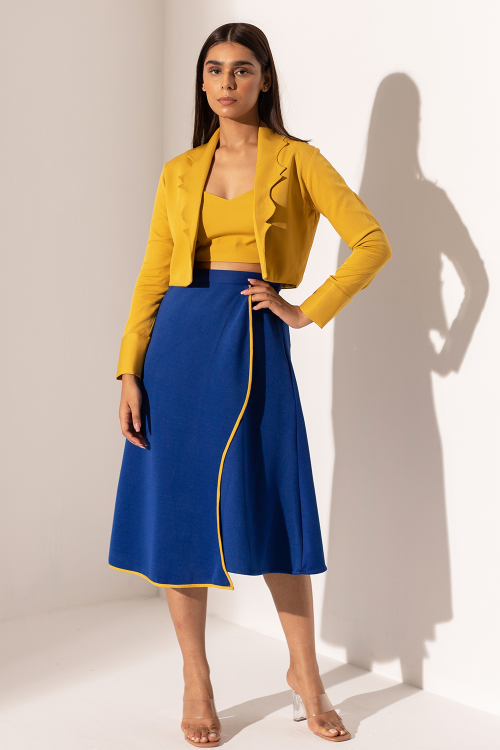 Yellow and Blue Skirt Set