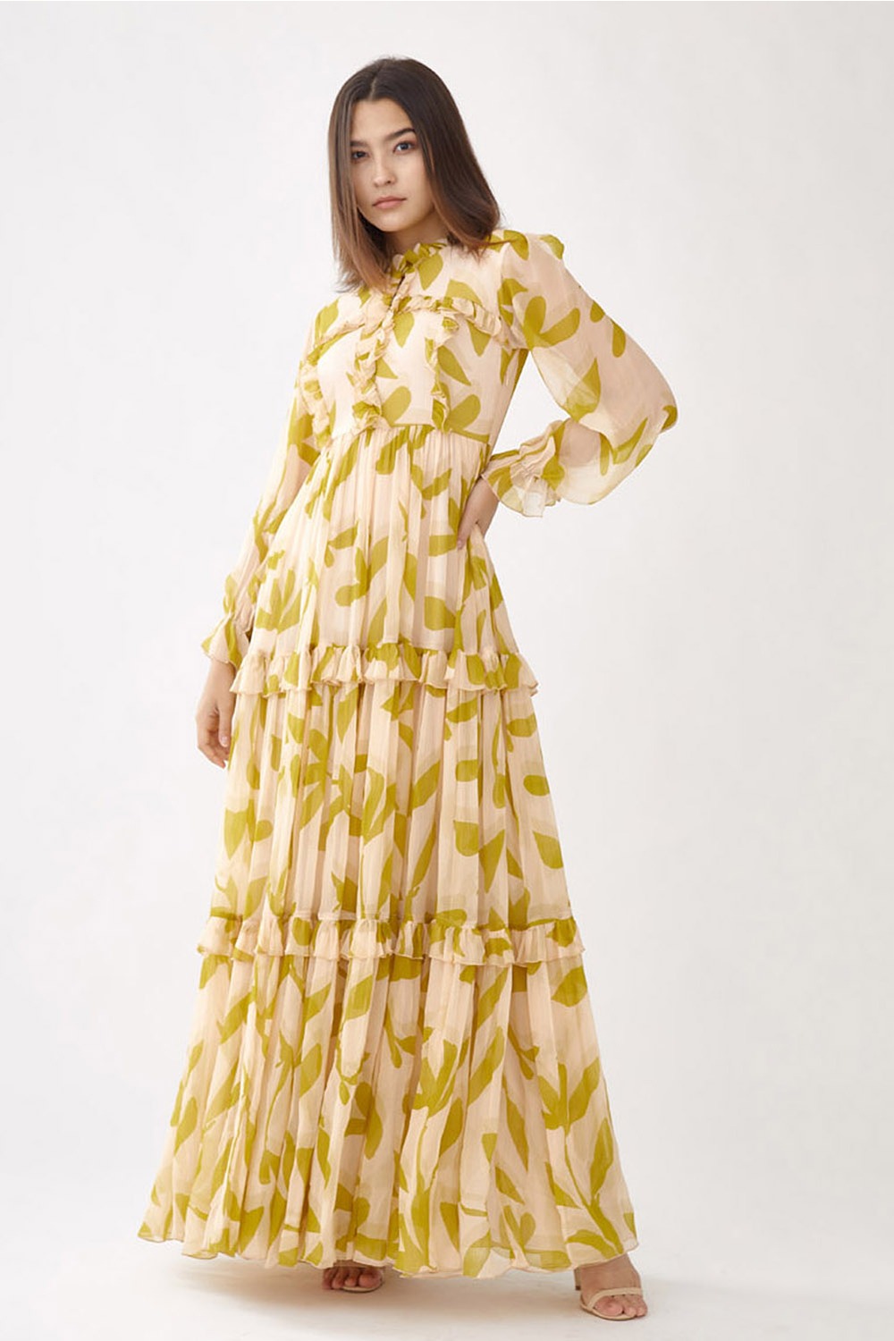 Mustard Floral Three Layer Dress