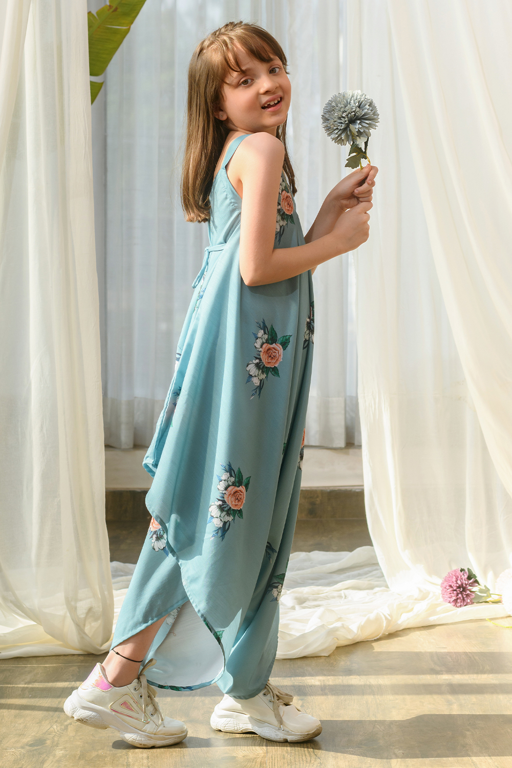 Dusty Teal Palazzo Jumpsuit Kids