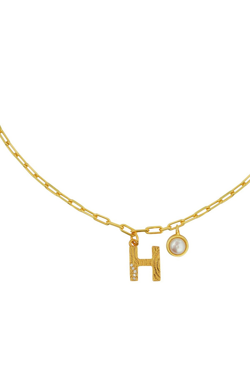 Gold Plated H Necklace  