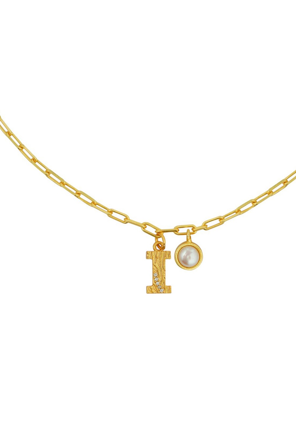 Gold Plated I Necklace  
