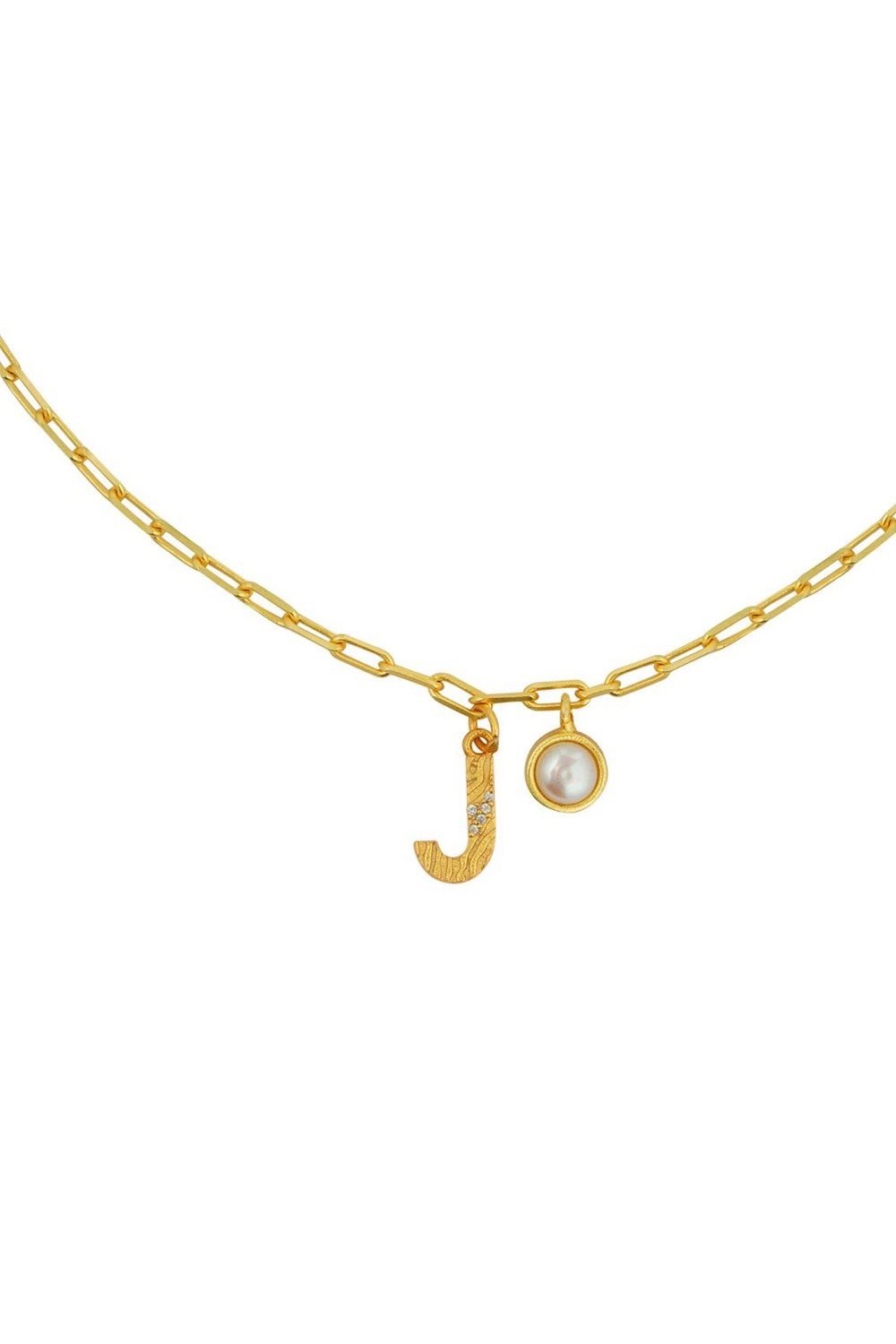 Gold Plated J Necklace  