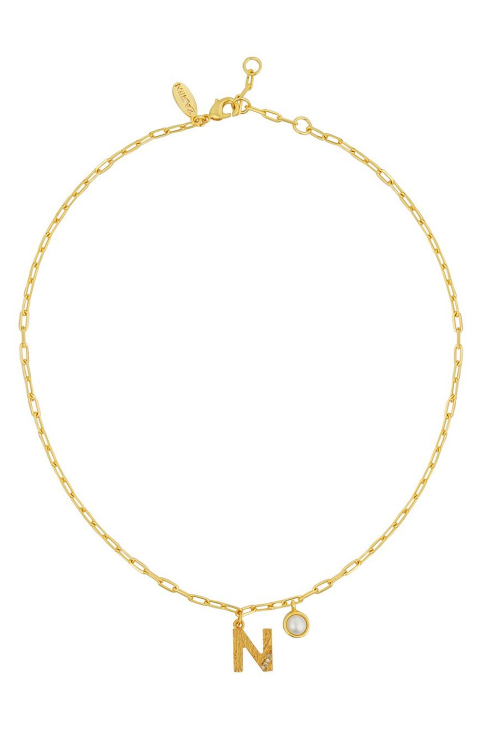 Gold Plated N Necklace  