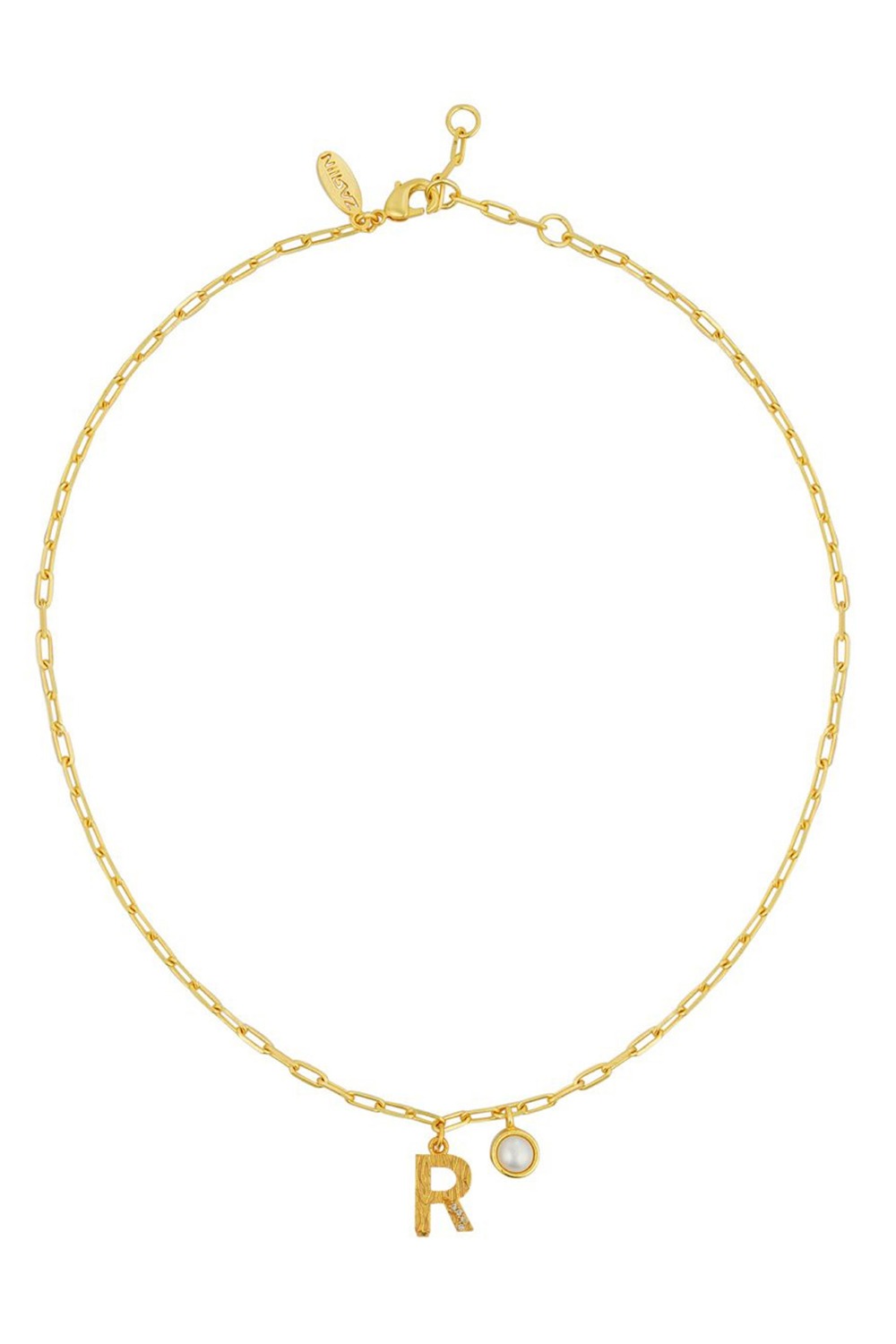 Gold Plated R Necklace  