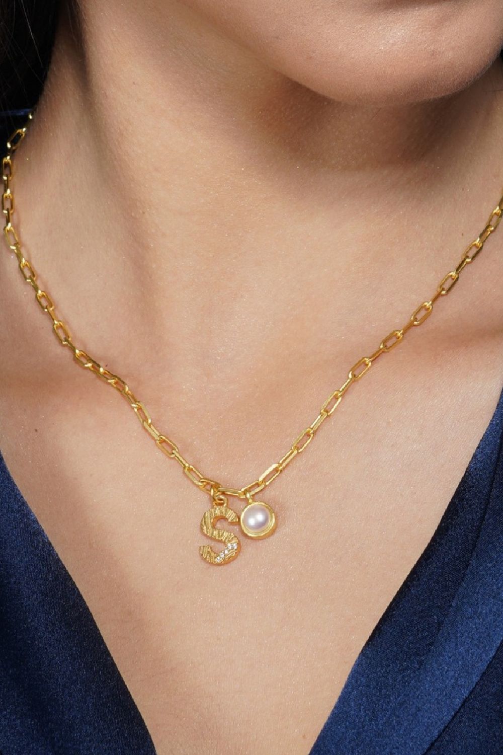 Gold Plated S Necklace  