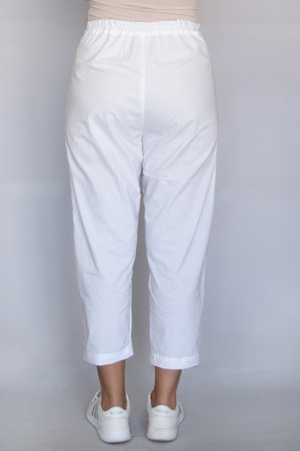 White Elasticated Narrow Pant