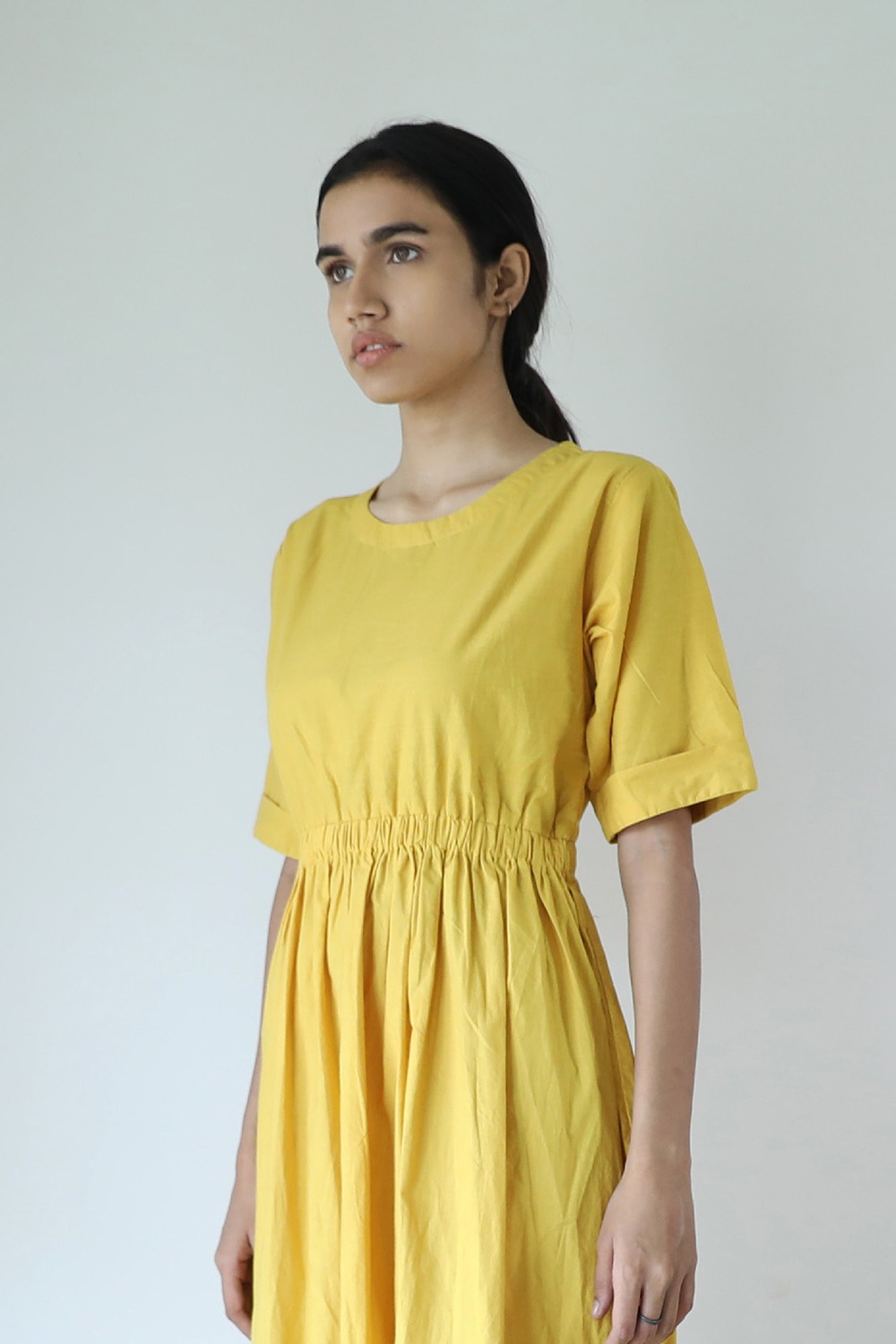 Yellow Elasticated Waist Dress