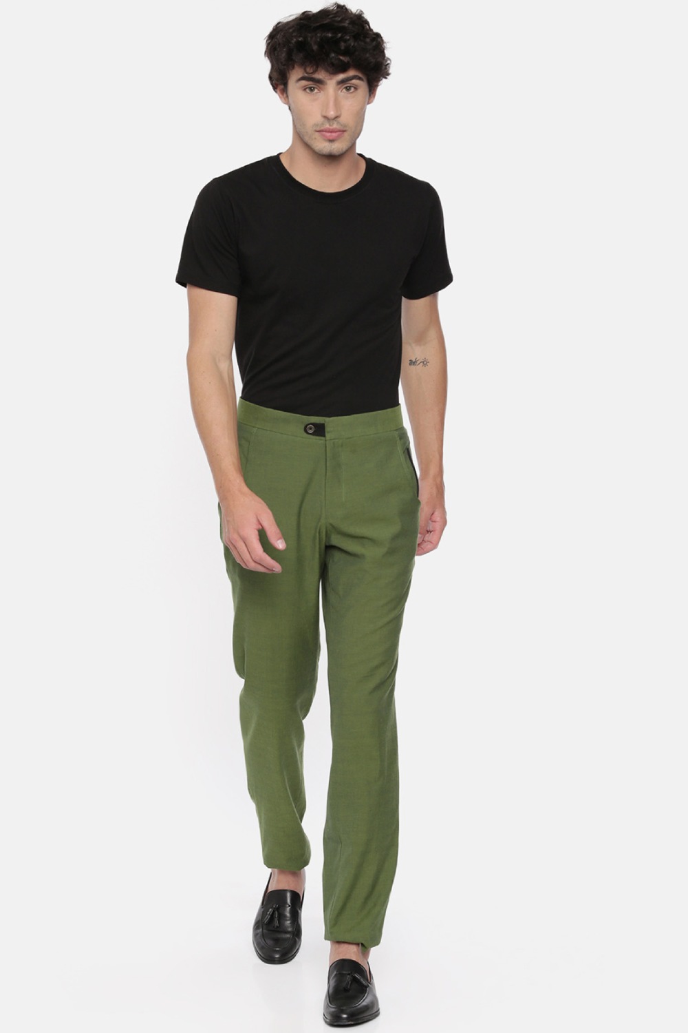 Green Cotton Double Pocket Trousers