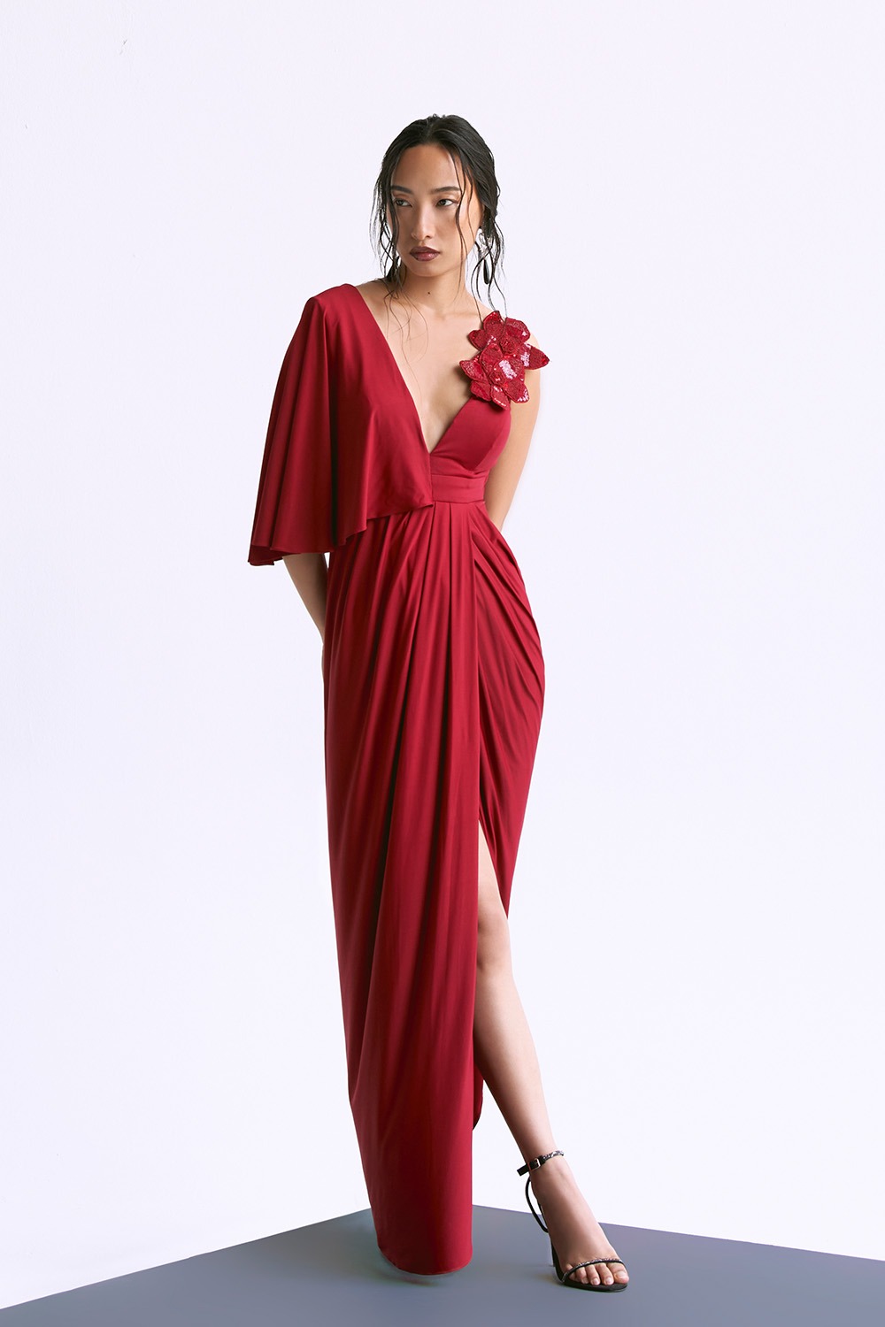 Plunge Overlap Gown