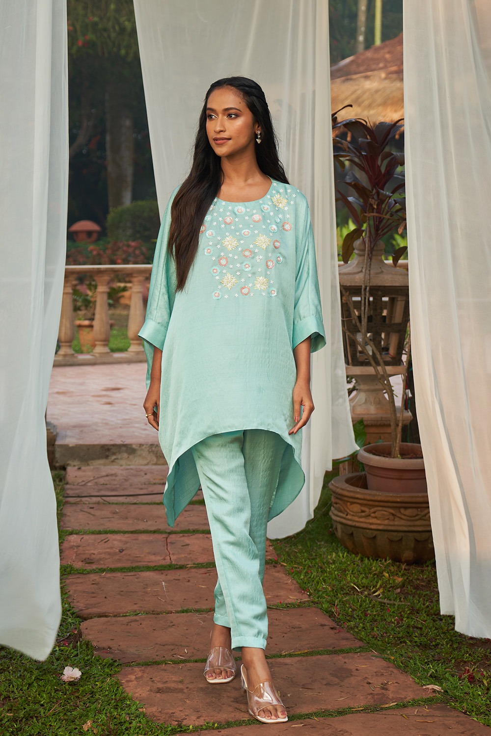 Sea Green Hand Embroidered Co-Ord Set 