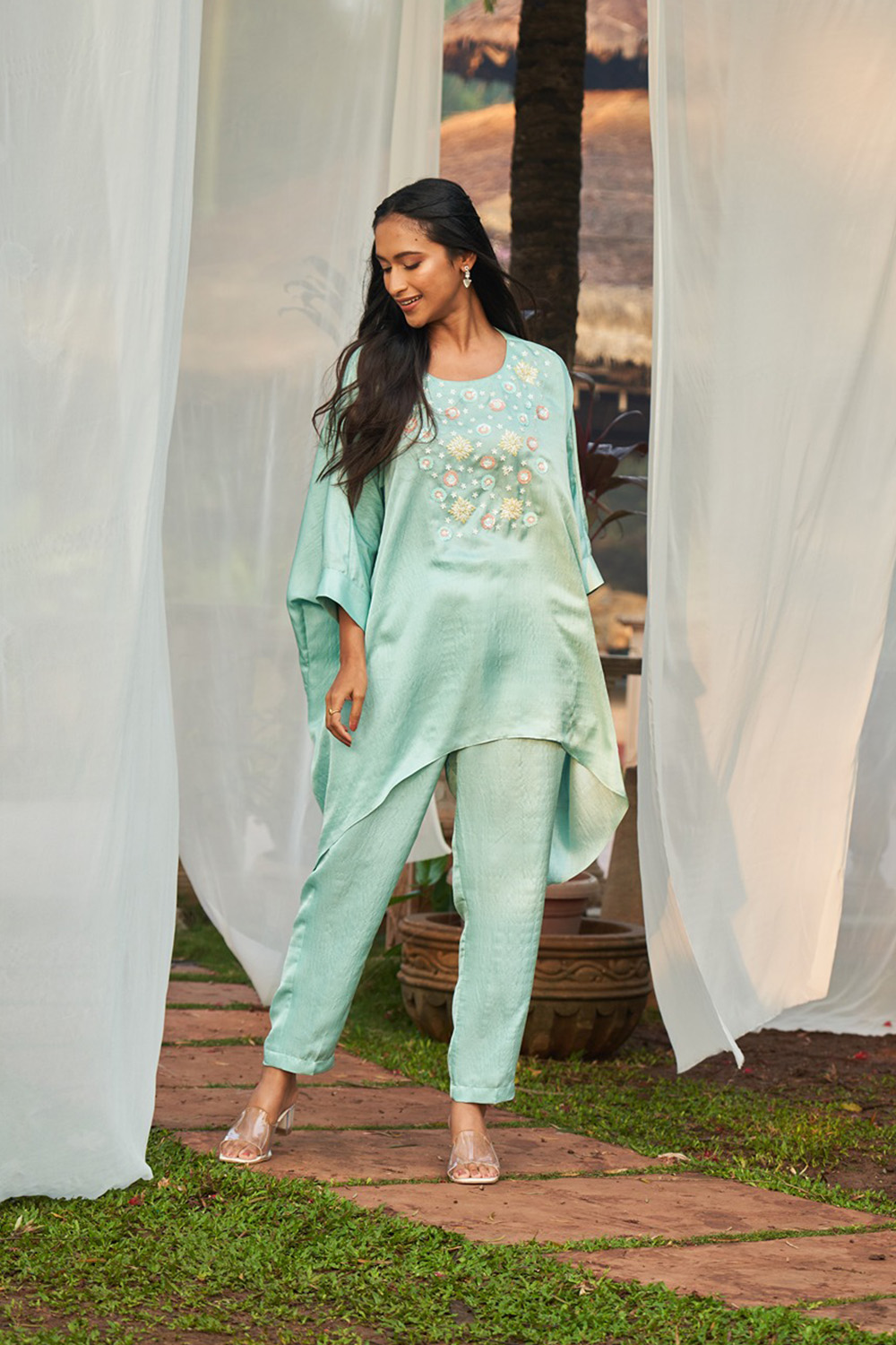 Sea Green Hand Embroidered Co-Ord Set 