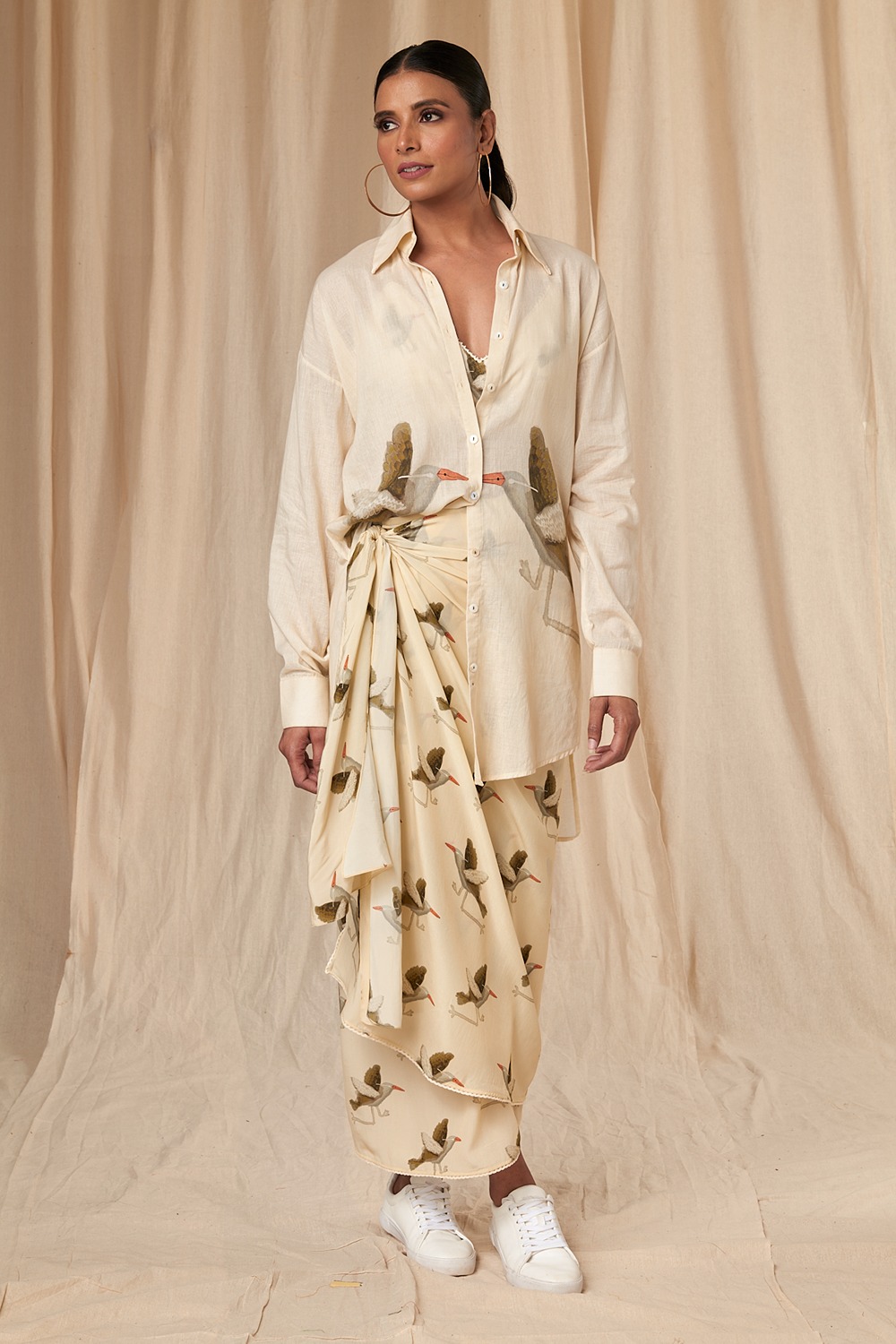 Carrie Ivory Gold Finch Pareo Skirt Set