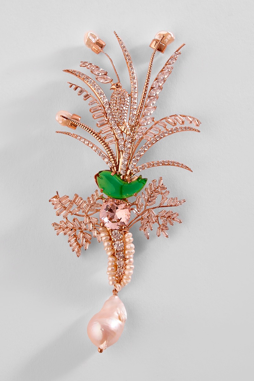 Le Sunset Palm Brooch in Jade Green